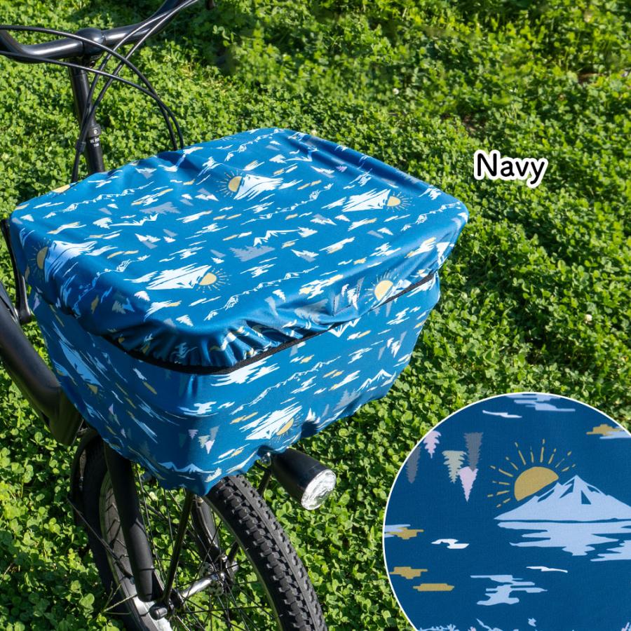 自転車用 のびる 前かご カバー かごピタ アウトドア柄 ベージュ