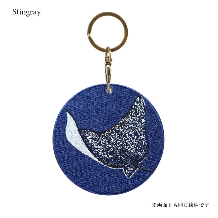 キーホルダー 刺繍 動物 アニマル チャーム シャチ ウミガメ アカエイ