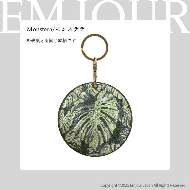 キーホルダー 植物 花 刺繍 チャーム サボテン バラ シャクヤク 芍薬