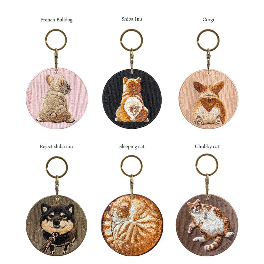 キーホルダー 刺繍 フレンチブルドッグ フレブル コーギー 猫 柴犬 黒柴 お散歩 トラ猫 お昼寝 ペット EMJOUR グッズ |  | 22