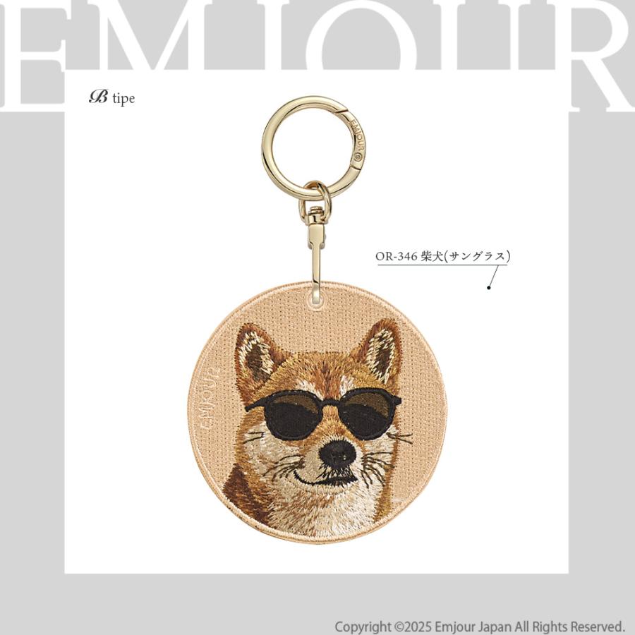 CavariA（キャバリア） キーホルダー 刺繍 柴犬 サングラス シバ いぬ