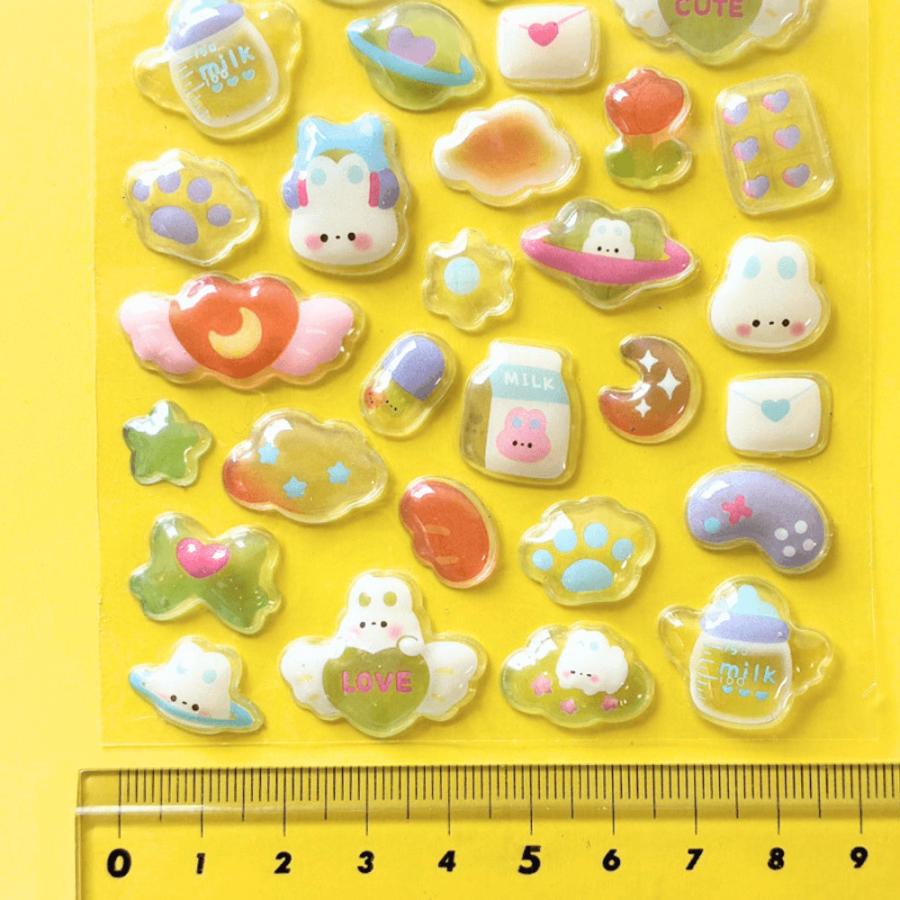 ぷくぷくシール 4種類 立体 シール クリア ぷっくり キャラクター 動物