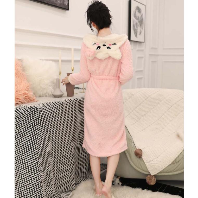 フリース ガウン レディース バスローブ フード付き 耳付き モコモコ 厚手 あったか 可愛い 部屋着 冬 入院 ママ 授乳 ルームウェア Trmh0 Ailes 通販 Yahoo ショッピング
