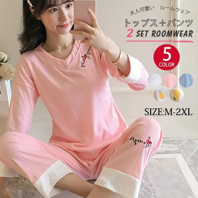 パジャマ レディース 長袖 綿 コットン 薄手 可愛い ルームウェア 上下セット 長ズボン プルオーバー 襟なし 秋 秋冬 入院 出産 おしゃれ 部屋着 Tizf0 Ailes 通販 Yahoo ショッピング