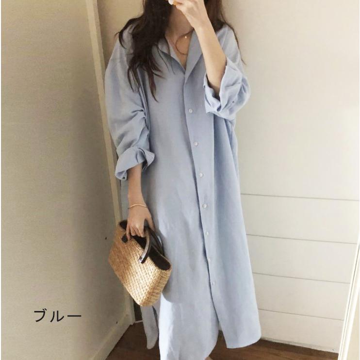 シャツワンピース 2way ロングシャツ レディース 長袖 春秋冬 シンプル カジュアル きれい 韓国ファッション 2115 Aim F ショップ Yahoo 店 通販 Yahoo ショッピング