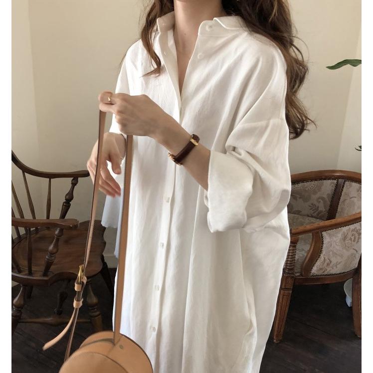 シャツワンピース 2way ロングシャツ レディース 長袖 春秋冬 シンプル カジュアル きれい 韓国ファッション 2115 Aim F ショップ Yahoo 店 通販 Yahoo ショッピング