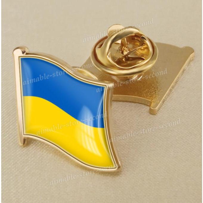 ピンバッジ  ウクライナ 国旗デラックス薄型キャッチ付き ウクライナ国旗 ピンバッジ ウクライナの旗 バッジ  ウクライナ支援