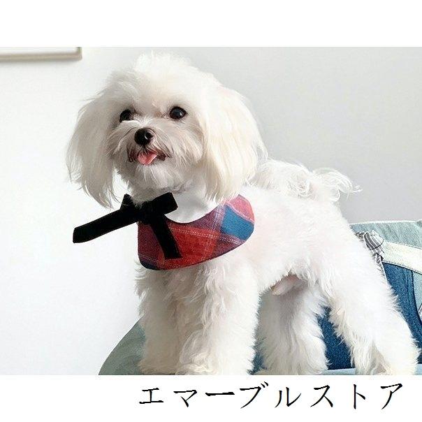 ペット用スタイ よだれかけ 犬用 猫用 つけ襟 首飾り リボン チェック オレンジ レッド お洒落 かわいい お散歩 お出かけ 普段使い ペット用品 エマーブルストア 通販 Yahoo ショッピング