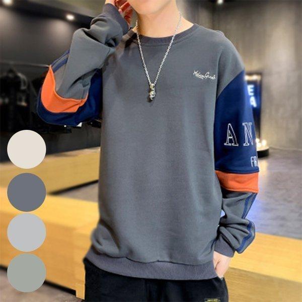 Tシャツ メンズ 秋冬 長袖 ロンt丸い襟配色 シンプル 大きいサイズ インナー トップス メンズ おしゃれ 紳士服 ゆったり カジュアル 代30代40代 品質満点