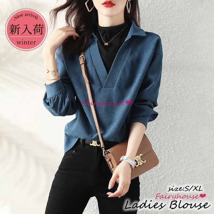 ブラウス レディース 40代 春夏秋 オシャレブラウス 長袖トップス 切り替えボトルネック オフィスブラウス カジュアル韓国風 大人通勤ol ゆったりシャツ30代 春夏新作