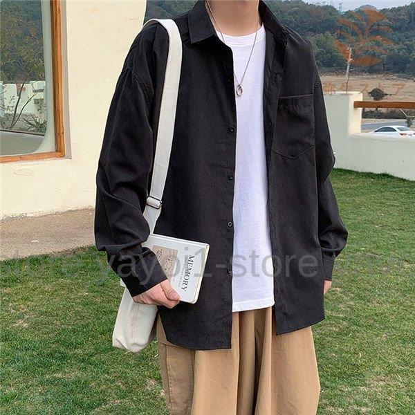 長袖シャツ メンズ 秋物 メンズ 無地シャツ 紳士服 長袖 開襟シャツ 春秋服 お兄系 シャツ お洒落 かっこいい カジュアルシャツ 春秋 新作 人気激安