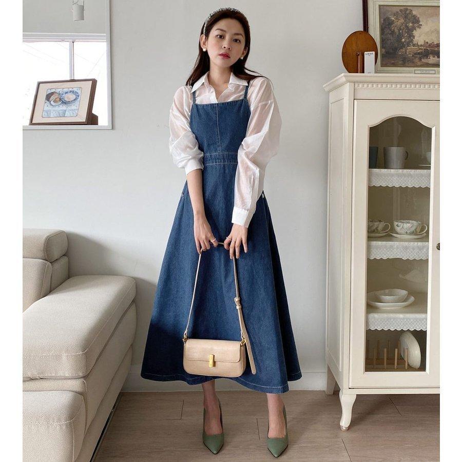 スクエアデニムキャミワンピース 全2色 T レディース Ops韓国ファッション ワンピース ロング ロングワンピース スクエアネック キャミワンピース デニムワ Aim エマーブルストア 通販 Yahoo ショッピング