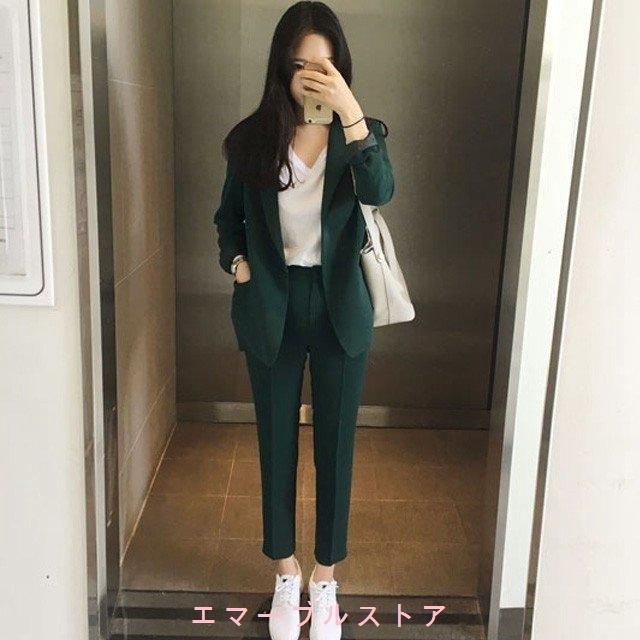 スーツ レディース フォーマル パンツスーツ オリーブ グリーン 緑 通勤 通学 代 30代 40代 スーツセットアップ テーラードジャケット Aims d480 エマーブルストア 通販 Yahoo ショッピング