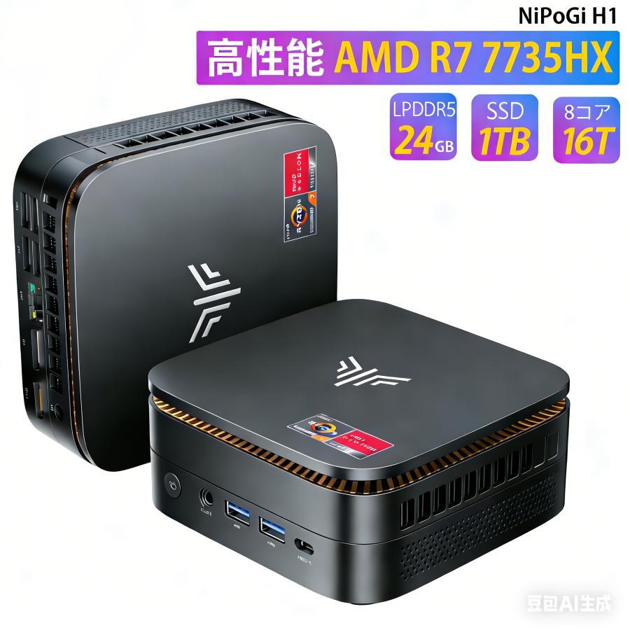 OEM Key保証 ミニPC【AMD Ryzen7 7735HS 24GB+1TB】 ミニPC Win11Pro 3画面出力 2.5GbpsLAN WiFi6 HDMI 省エネ 小型パソコン ゲーミングpc（Yahoo!・NiPoGi公式店）
