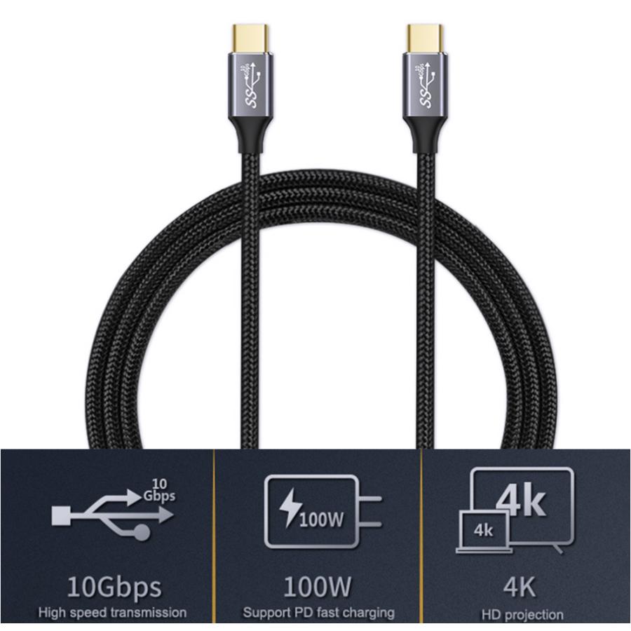 TYPE C ケーブル 2m USB3.2 Gen2 10Gbps 高速データ転送 100W PD3.0 4K
