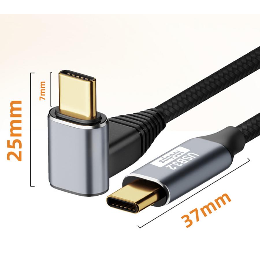 TYPE C ケーブル 2m USB3.2 Gen2 10Gbps L型アングル 高速データ転送