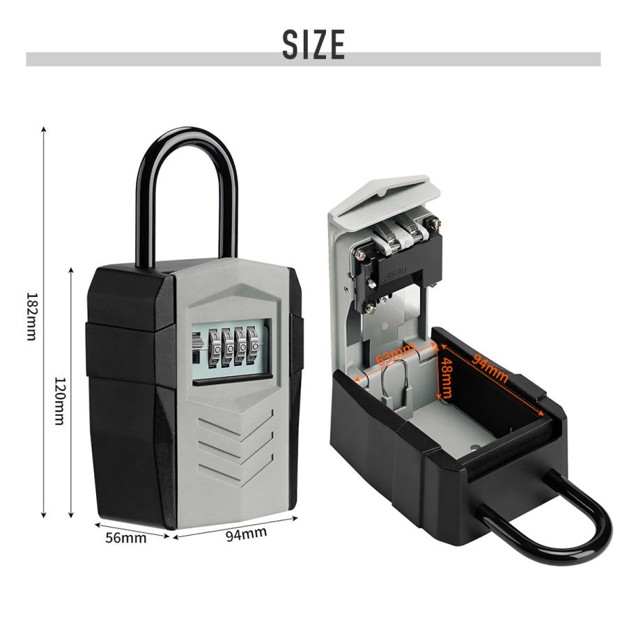 キーボックス 大容量 電波遮断パック5枚付き サーフィン SUP アウトドア 盗難防止 キーシェアリング 屋外用 鍵収納 4桁ダイヤル式 |  | 06