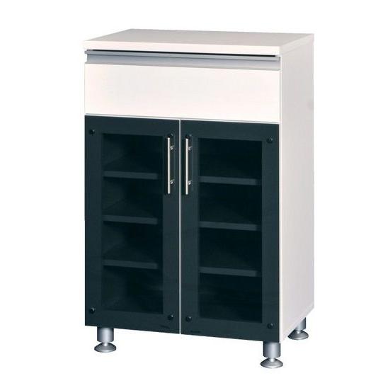 18 Off 鏡面仕上げキャビネット幅58cm サイドボード リビングボード ガラス扉付 光沢仕上げ Cdラック Dvdラック Blu Rayラック テレビ台 キャビネット