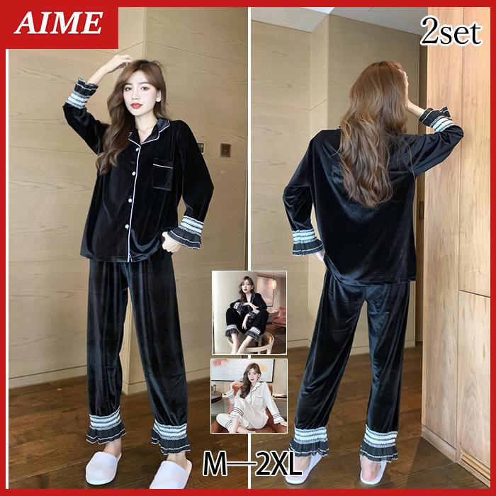 おしゃれ 上下セット ルームウェア レディースパンツ 部屋用 レディースパジャマ トップス ボトムス お得 安い 可愛い 長袖 ゆったり 大きめ おすすめ K0303fude10 エイム 通販 Yahoo ショッピング
