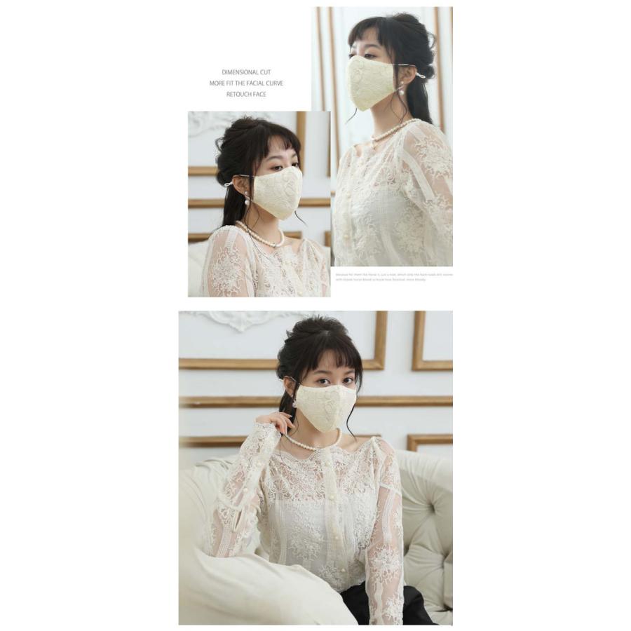 マスク レース 3枚入り おしゃれ 花柄 春夏秋冬 清潔感 冠婚葬祭 結婚  