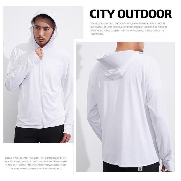 ラッシュガード uvカットパーカー メンズ 顔まで 冷感 涼しい 長袖