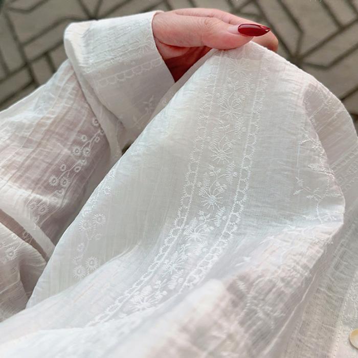 長袖シャツ レディース 長袖 シアーシャツ 刺繍 ブラウス 羽織り 夏 