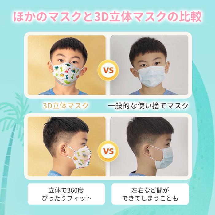 マスク 子供用マスク 立体 不織布 50枚 無地 白 黒 グレー
