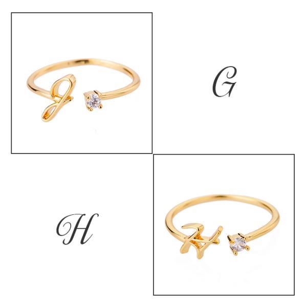 指輪 レディース イニシャルリング アルファベット キュービック ジルコニア 重ね付け おしゃれ 30代 40代 50代 フリーサイズ |  | 13