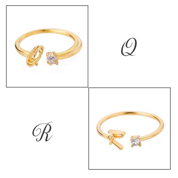 指輪 レディース イニシャルリング アルファベット キュービック ジルコニア 重ね付け おしゃれ 30代 40代 50代 フリーサイズ |  | 18