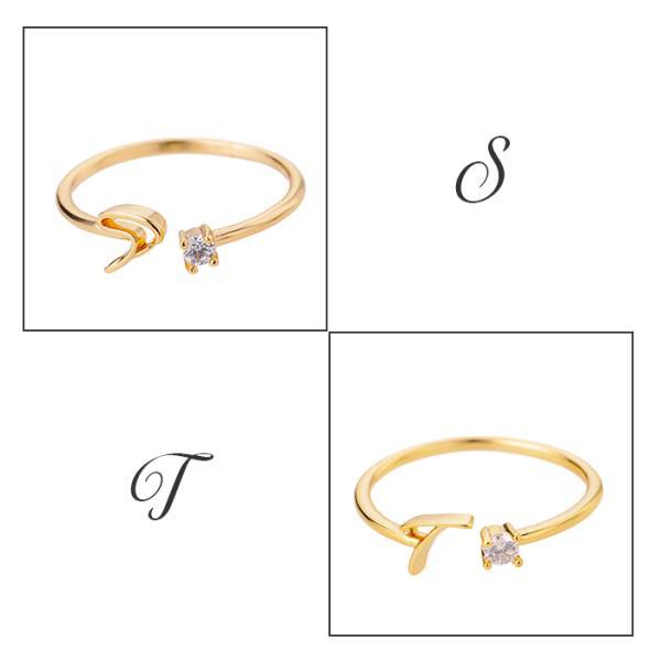 指輪 レディース イニシャルリング アルファベット キュービック ジルコニア 重ね付け おしゃれ 30代 40代 50代 フリーサイズ |  | 19