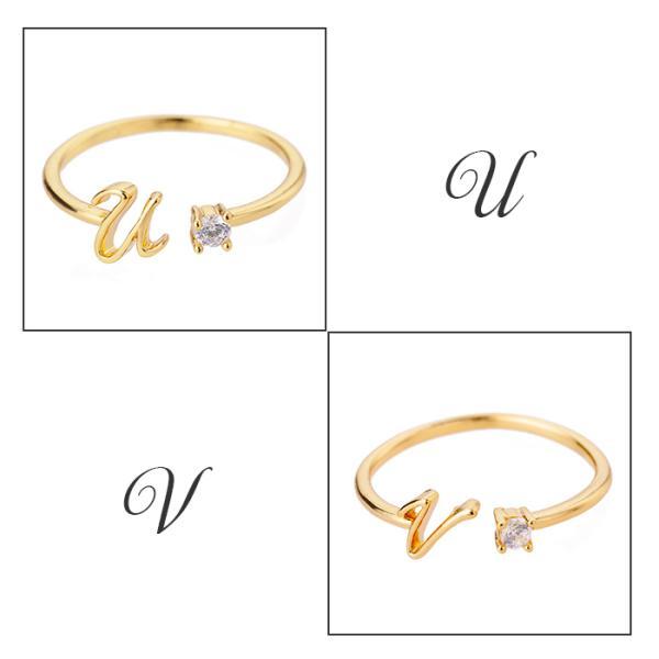 指輪 レディース イニシャルリング アルファベット キュービック ジルコニア 重ね付け おしゃれ 30代 40代 50代 フリーサイズ |  | 20