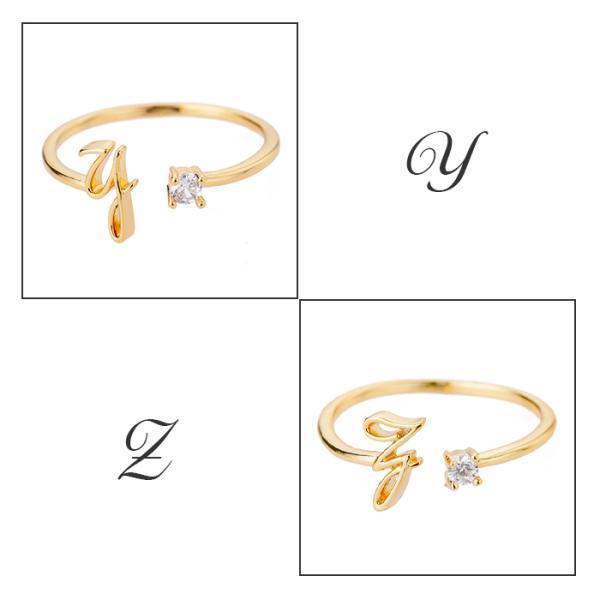 指輪 レディース イニシャルリング アルファベット キュービック ジルコニア 重ね付け おしゃれ 30代 40代 50代 フリーサイズ |  | 22