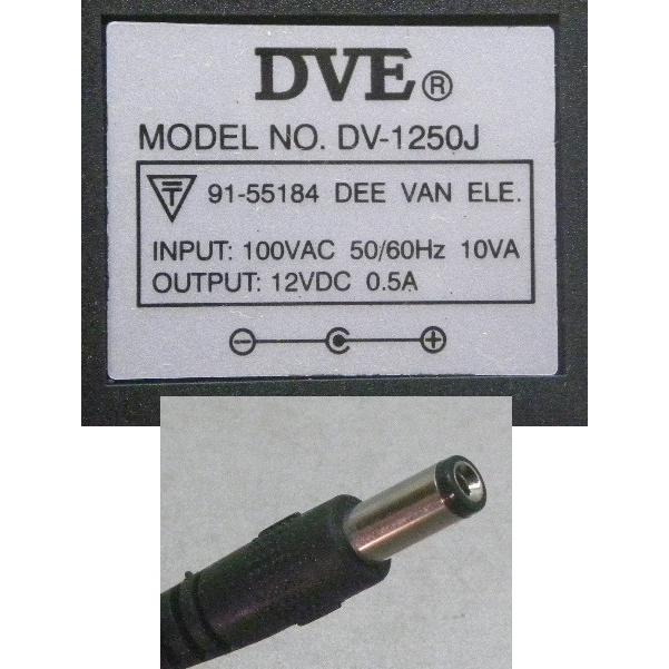 未使用　DVE トランス式　12V0.5A　DV-1250J(5.5*2.1)■yh2564｜aimeco｜02