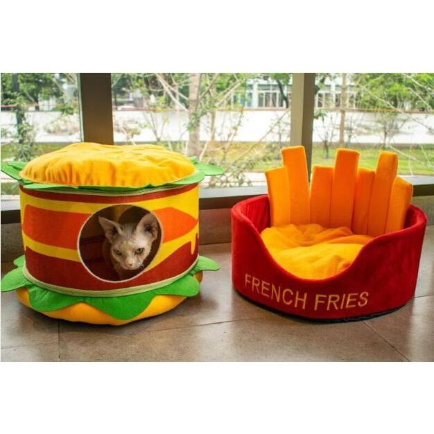 ペット用ベッド ハウス 犬用 猫用 ドーム型 クッション ペットマット ハムスターの 保温 フライドポテト ハンバーガー模様ふわふわ 秋冬小屋 室内用 Nc001 Aimee Shop 通販 Yahoo ショッピング