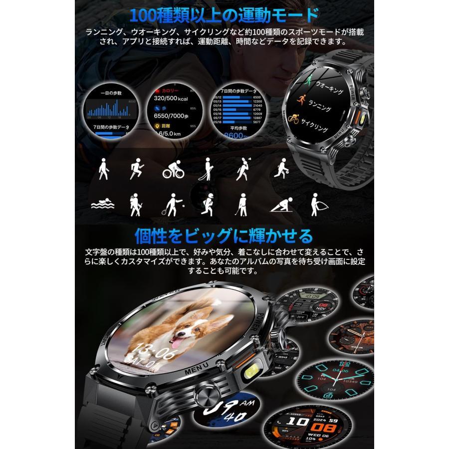 スマートウォッチ【2026年新型モデル 1.8インチ超大画面 最先端Bluetooth5.3】軍用規格 高輝度懐中電灯 丸型 iPhone&アンドロイド対応 大容量バッテリーの画像