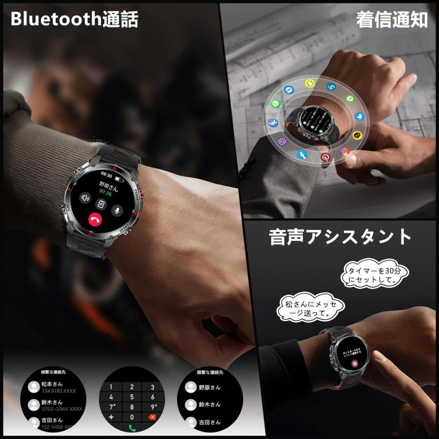 【2026究極新設計】スマートウォッチ 1.85インチ超大画面 丸型 軍用規格 懐中電灯 730mahバッテリー smart watch Bluetooth5.3 IP68防水 スポーツウォッチの画像