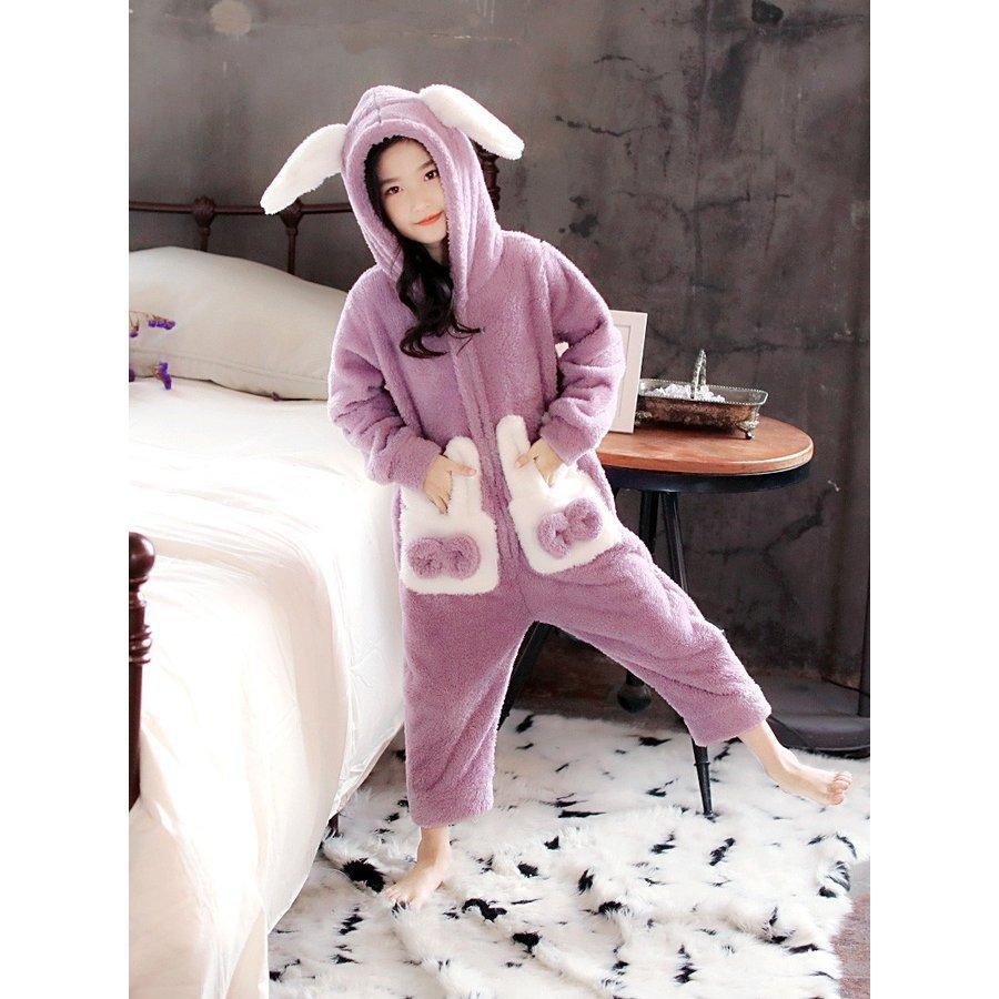 キッズ 子供 子供服 こども パジャマ ルームウェア オールインワン 耳付き 着ぐるみ うさぎ 兎 モコモコ もこもこ 起毛 厚手 暖かい 可愛い ふわふわ Lss 377 Aimeeshop 通販 Yahoo ショッピング