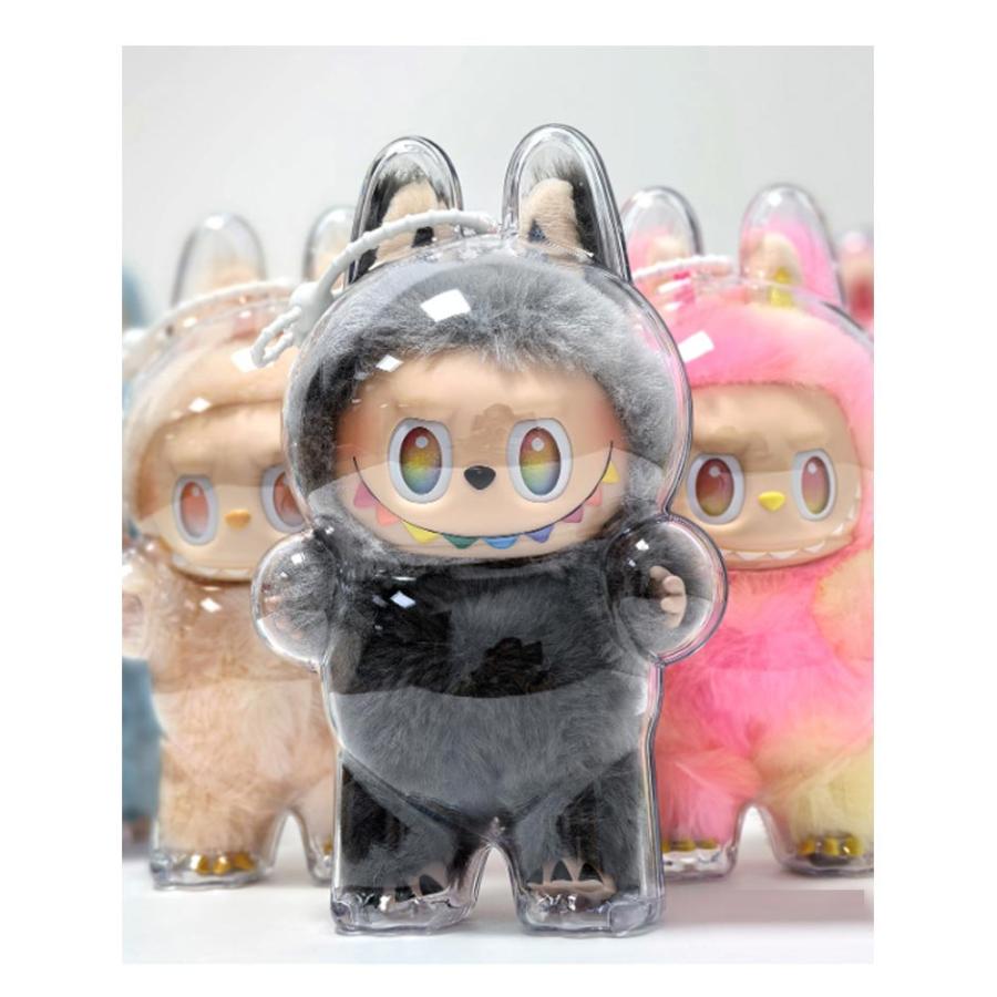 ラブブ用ケース 携帯用シリコンストラップ付き 収納バッグ クリア