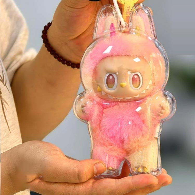 ラブブ用ケース 携帯用シリコンストラップ付き 収納バッグ クリア
