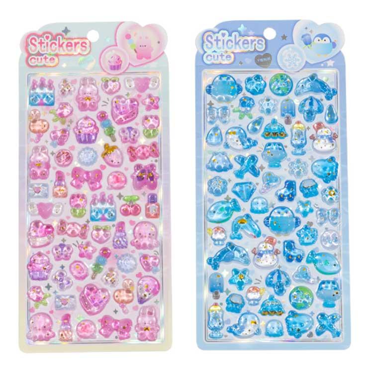 装飾用 ぷくぷくシール 立体 3枚セット 可愛い シール ごほうびシール