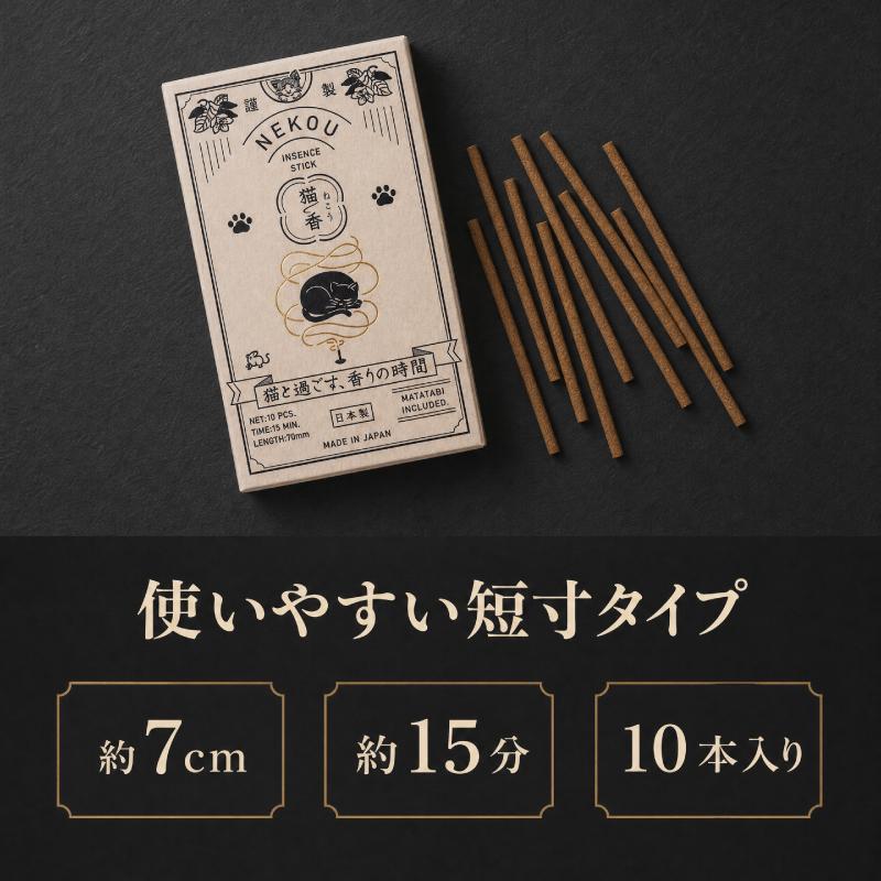 日本製 猫と一緒に楽しむお香 NEKOU 猫香 10本入り またたび アロマ ショートスティック 精油不使用 天然素材 ネコ ねこ ギフト プレゼント ヤフショ限定 |  | 04