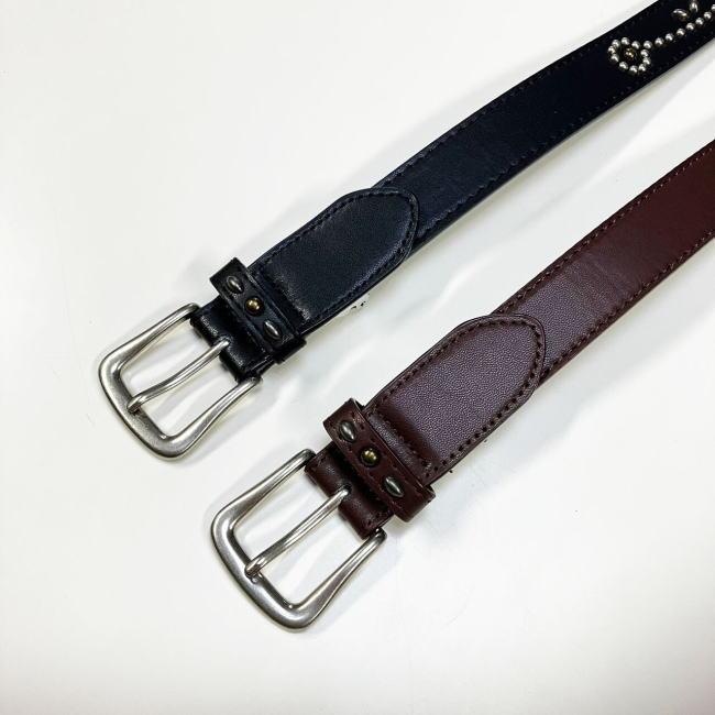 ベルト メンズ スタッズベルト 30mm 0452 ダークブラウン 合成皮革 PU |  | 01