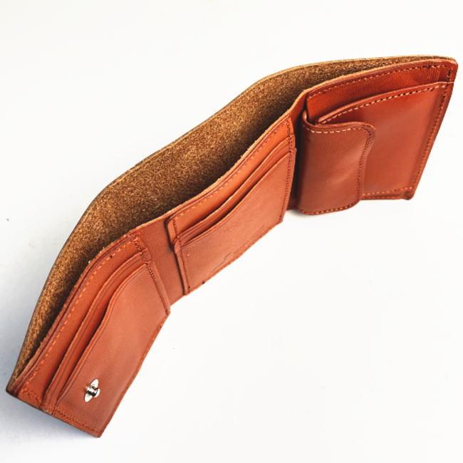 ダークブラウンとブラウン 栃木レザーバイカラー 1024 手のひら 三折財布 日本製 |  | 03