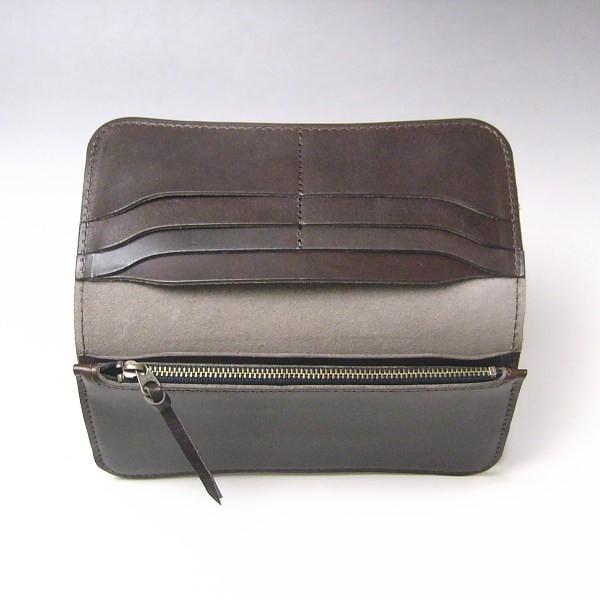 メンズ長財布 本革 栃木レザー 日本製 ダークブラウン 褐色 08 ヌメ革 新品 レザーブランド栃木レザー社製牛革使用 |  | 01