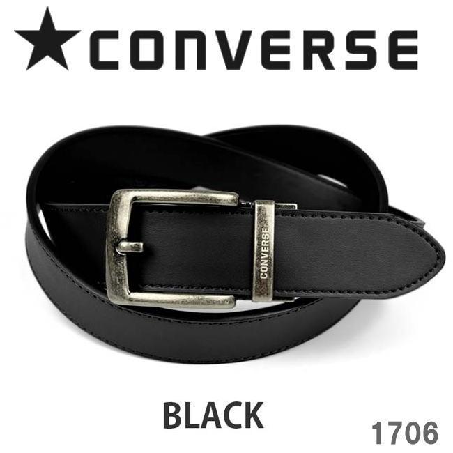 ベルト メンズ 穴なし コンバース リアルレザー 幅3.3cm 1706 ブラック | CONVERSE
