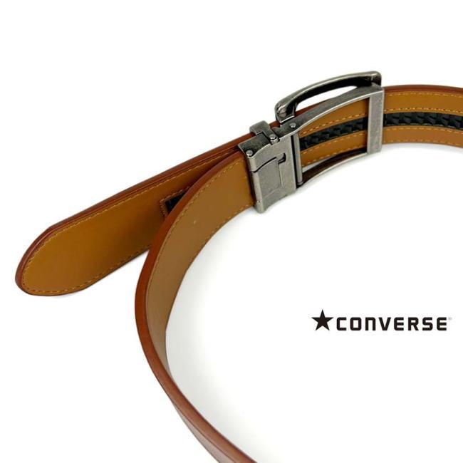 ベルト メンズ 穴なし 穴レス コンバース 1707 リアルレザー 幅3.5cm ロング ブラック | CONVERSE | 04