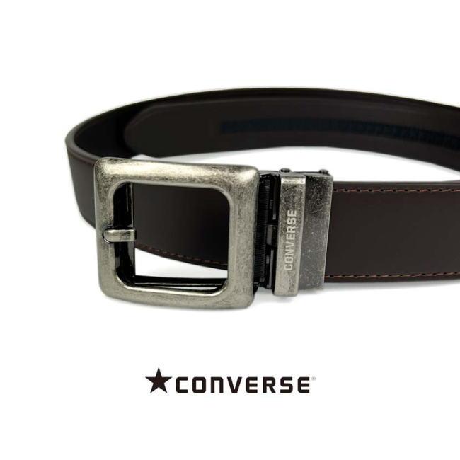 ベルト メンズ 穴なし 穴レス コンバース 1707 リアルレザー 幅3.5cm ロング ブラック | CONVERSE | 07