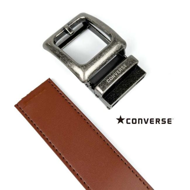 ベルト メンズ 穴なし 穴レス コンバース 1707 リアルレザー 幅3.5cm ロング ブラウン | CONVERSE | 02