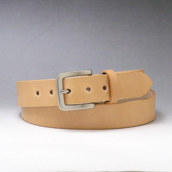 栃木レザー ベルト メンズ 本革 ヌメ革 ロング 120cm×35mm フリーサイズ ピンバックル ナチュラル 新品 | 