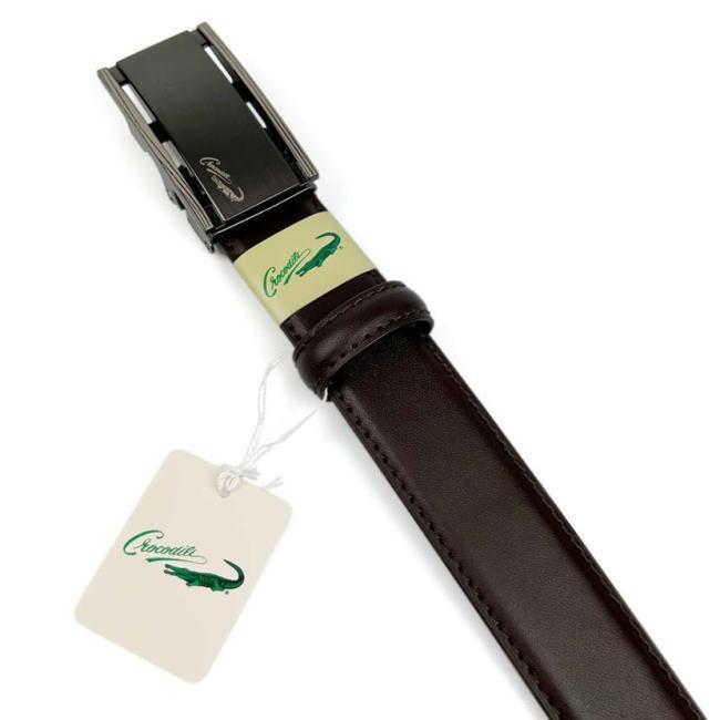 ベルト メンズ 穴なし ロング クロコダイル フィットバックル 5cm035 本革 ブラック | Crocodile | 01